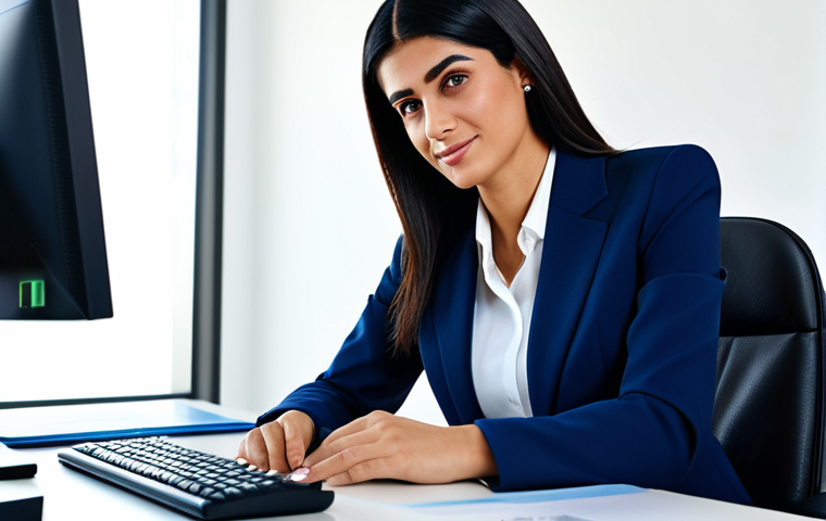 **
"A professional businesswoman in a modest, dark blue business suit, sitting at a clean desk in a bright, modern office in Dubai, United Arab Emirates, fully clothed, appropriate attire, safe for work, perfect anatomy, natural proportions, professional photography, high quality, well-formed hands, proper finger count, family-friendly."
**