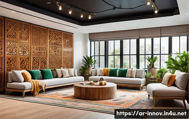 혁신경영과 조직문화 개선 사례 - A modern open-plan office space designed for an Arabic corporate environment, featuring diverse empl...