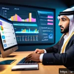 혁신경영컨설팅 마케팅과 홍보 전략 - A professional digital marketing workspace scene featuring a Middle Eastern man analyzing customer i...